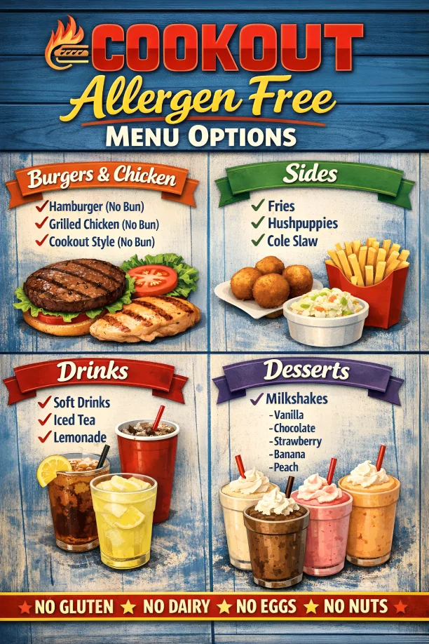 🍔 Cookout Gluten‑Free Menu Choices