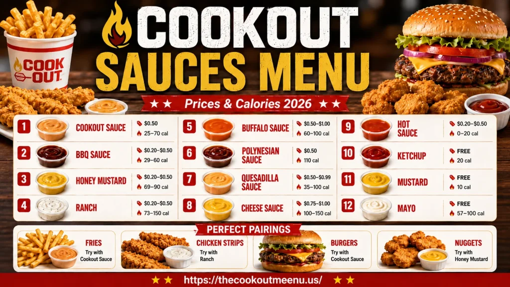 Cookout Sauces Menu With Prices & Calories 2026