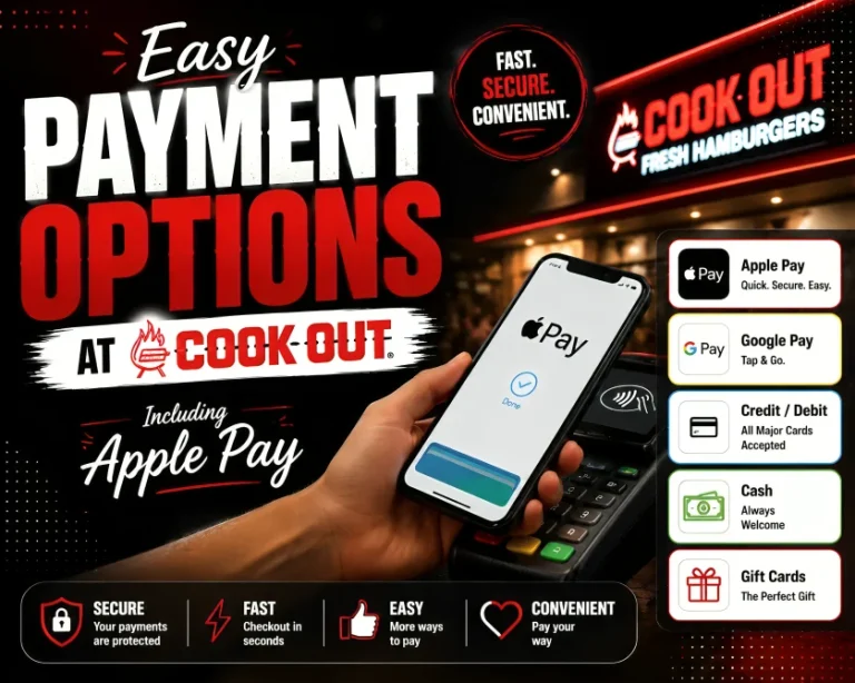 Easy Payment Options at Cook Out Including Apple Pay